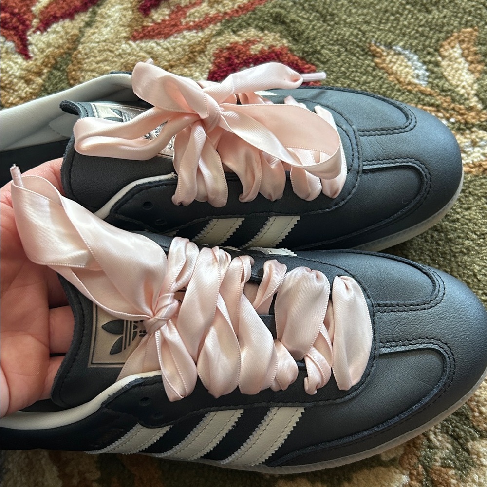 Adidas Women’s Samba Black Wonder Quartz Ribbon Laces Balletcore Coquette Size 8 - Picture 5 of 11
